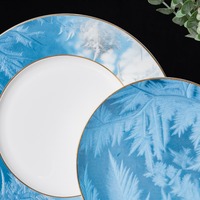 P & T Ensemble d'assiettes Royal Ensemble de vaisselle design Ensemble d'assiettes de cuisine Vaisselle de dîner Assiettes blanches en céramique gaufrée Plats pour la maison