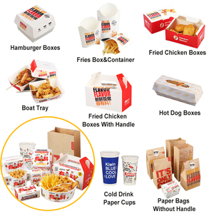Boîtes d'emballage personnalisées en carton ivoire pour plats à emporter (frire poulet, burger, hot-dog, <span class=keywords><strong>hamburger</strong></span> et frites) avec pelliculage mat - Product Image 3