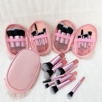 Ensemble de pinceaux de maquillage portables personnalisés en usine, 10 pièces, mini trousse à fermeture éclair, pinceaux pour fard à paupières et cils, vente chaude, maquillage pas cher pour le visage et les lèvres