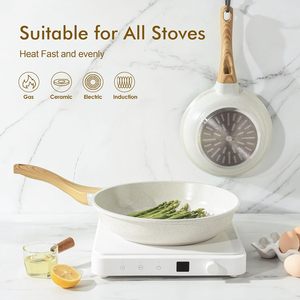 Sartén Antiadherente de Cerámica de 8 Pulgadas, Sartén para Omelets, Saludable, No Tóxica, Compatible con Inducción, Mango Resistente al Calor - Product Image 3