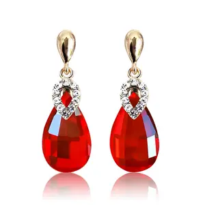 Delicate S925 crystal earrings with diamond earrings, long water drop-shaped clip