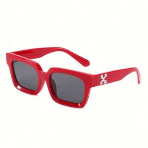 Gafas de Sol Cuadradas con Logotipo Personalizado, Diseño Retro, Letra X, Color Negro y Rojo, Protección UV400, Montura Grande, para Hombre y Mujer - Product Image 5