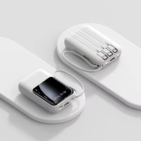 Banco de Energía de 20W con Pantalla Digital, Mini Banco de Energía de 20000mah con Cables Integrados, Cargador Portátil de Viaje para Teléfono