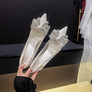 2025 New Rhinestone Wedding Women <b>Pumps</b> Mesh Shoes <b>White</b> Pointed Toe Party Dress <b>Ladies</b> Stiletto Bridal Heels - Product Image 4