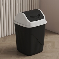 Poubelle rectangulaire en plastique à roulettes avec couvercle basculant, fixation murale, capacité 12L, écologique, pour toilettes et salles de bain
