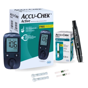 Kit de <span class=keywords><strong>glucómetro</strong></span> Accu-Chek <span class=keywords><strong>Active</strong></span> con 10 tiras, 10 lancetas y un dispositivo de punción gratuito para una prueba precisa de glucosa en sangre - Product Image 1