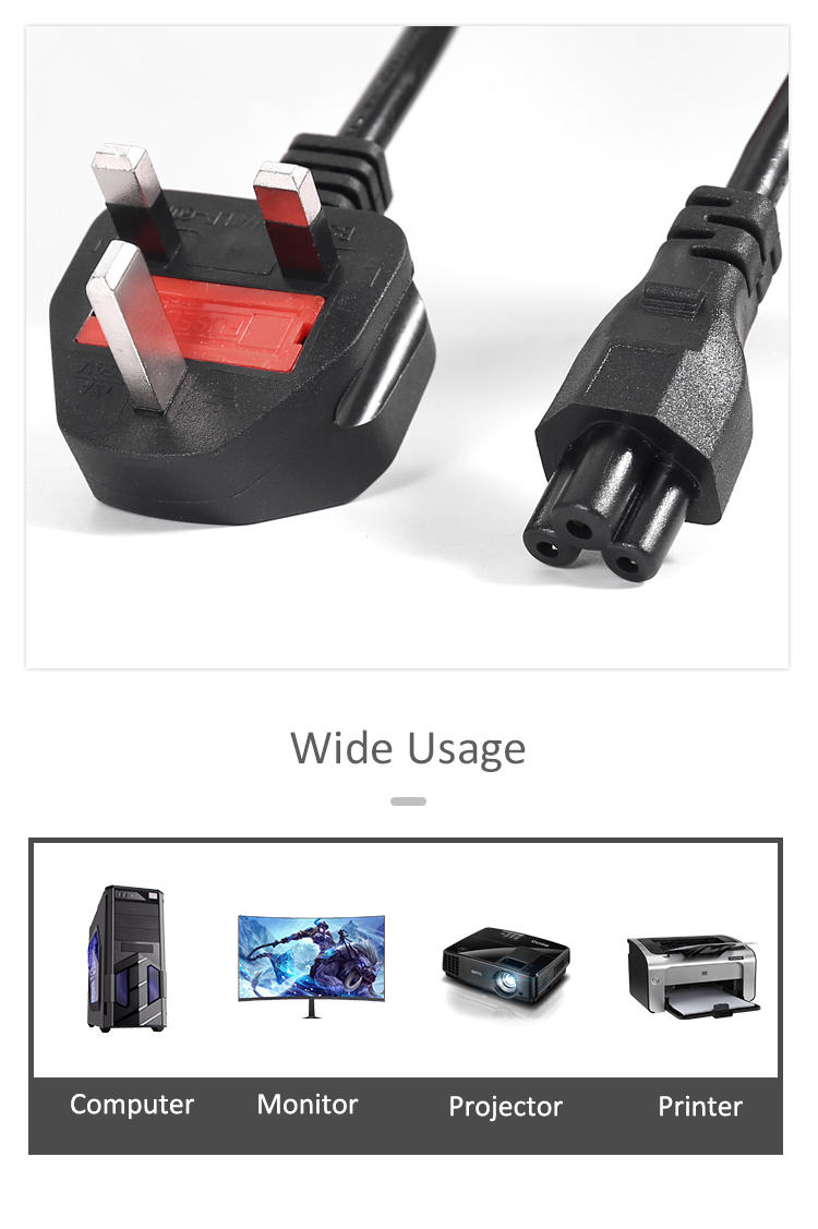 UK Laptop Power Cord Laptop Charging UK Power Cord UK 3 Pin Power Cord