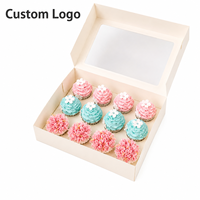 Boîtes d'emballage en papier pour mini cupcakes de boulangerie, 4/6/12 grains, avec fenêtre transparente, vente en gros