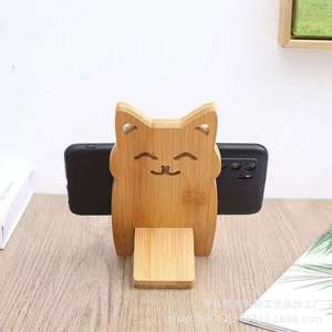 Soporte de madera para teléfono con forma de gato, soporte de escritorio para teléfono móvil. - Product Image 1