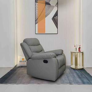 NKOL Modern Gray Fabric Recliner Chair Manual Tilting Padded Arms Solid Back Metal Legs Minimalist Design One <b>Seat</b> Living Room S - Product Image 2