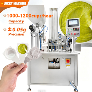 Remplisseuse et scelleuse rotative de bols en plastique 1200 tasses/heure pour aliments pour animaux, purée pour bébé, beurre de sésame, beurre de cacahuète, vinaigrette, ketchup - Product Image 1
