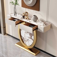 Mesa consola moderna de metal con cajón de entrada semicircular para sala de estar muebles para el hogar