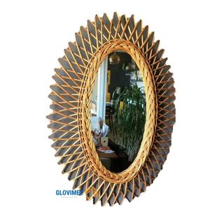 Top New Design Bamboo Rattan Wall Salon <b>Mirror</b> <b>Small</b> Round <b>Mirror</b> Customize Size Color Living Room Furniture - Product Image 1