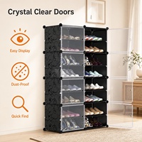 Grand meuble de rangement pliable en plastique transparent pour chaussures d'entrée, idéal pour la maison (style chinois)