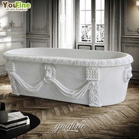 Baignoire en pierre naturelle grise de style européen, sculptée à la main, en marbre, baignoire de luxe pour la maison, la villa, l'hôtel, la salle de bain principale