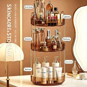 Organisateur de maquillage en plastique à 3 niveaux, séparable, pour toilettes, bijoux, chambre, salle de bain, blanc, nuage, JKA011W01 Songmic - Product Image 4