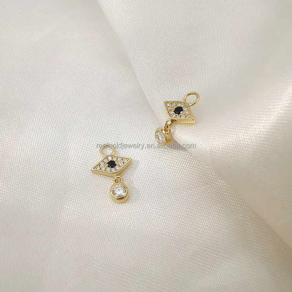 Accessori per gioielli da te 14K in vero oro giallo ciondoli con zaffiro e Moissanite gioielli a forma di occhio ciondoli bel Design all'ingrosso