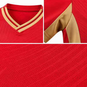 Jersey Sepak Bola Tim Kustom Grosir Aiju, Kerah V, Warna Blok, Bernapas, Cepat Kering, Cetak, Set Jersey Sepak Bola Baru - Product Image 4