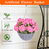 Cesta Suspensa de Flores Artificiais para Decoração Externa de Pátio, Varanda, Jardim e Villa