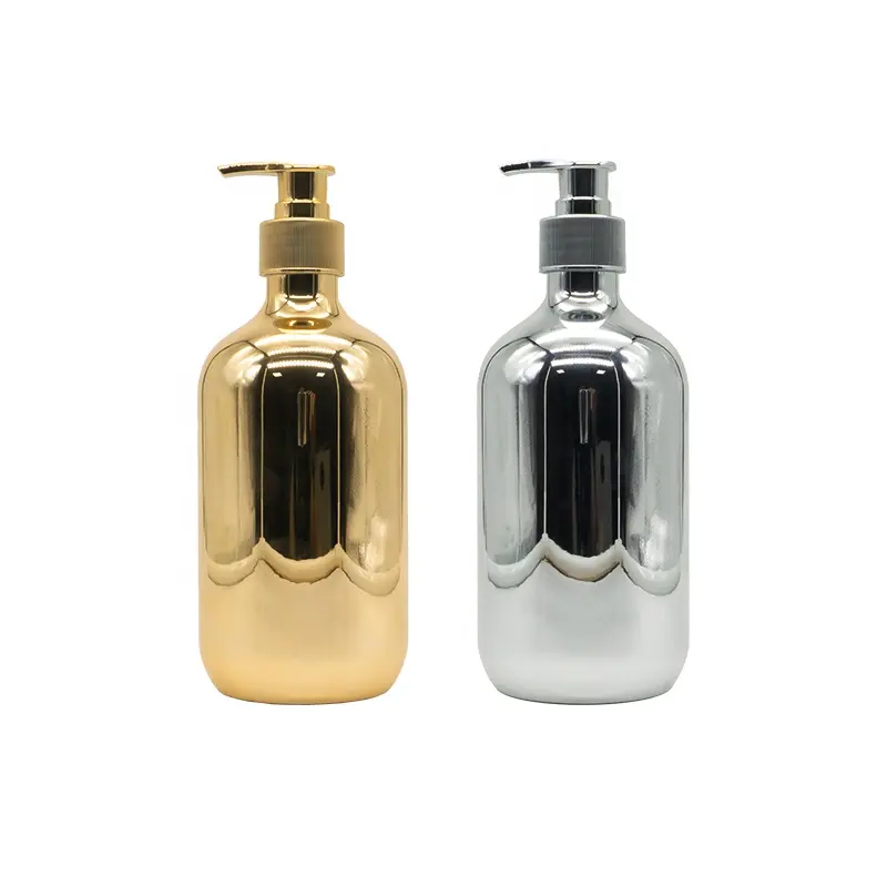 Custom 500ml זהב כסף פלסטיק לחיות מחמד שמפו בקבוק שיער שמן בקבוק עם משאבת קרם