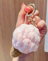 Porte-clés en peluche coloré en forme de crème glacée, breloque de sac 3D douce, pendentif de dessin animé, cadeau