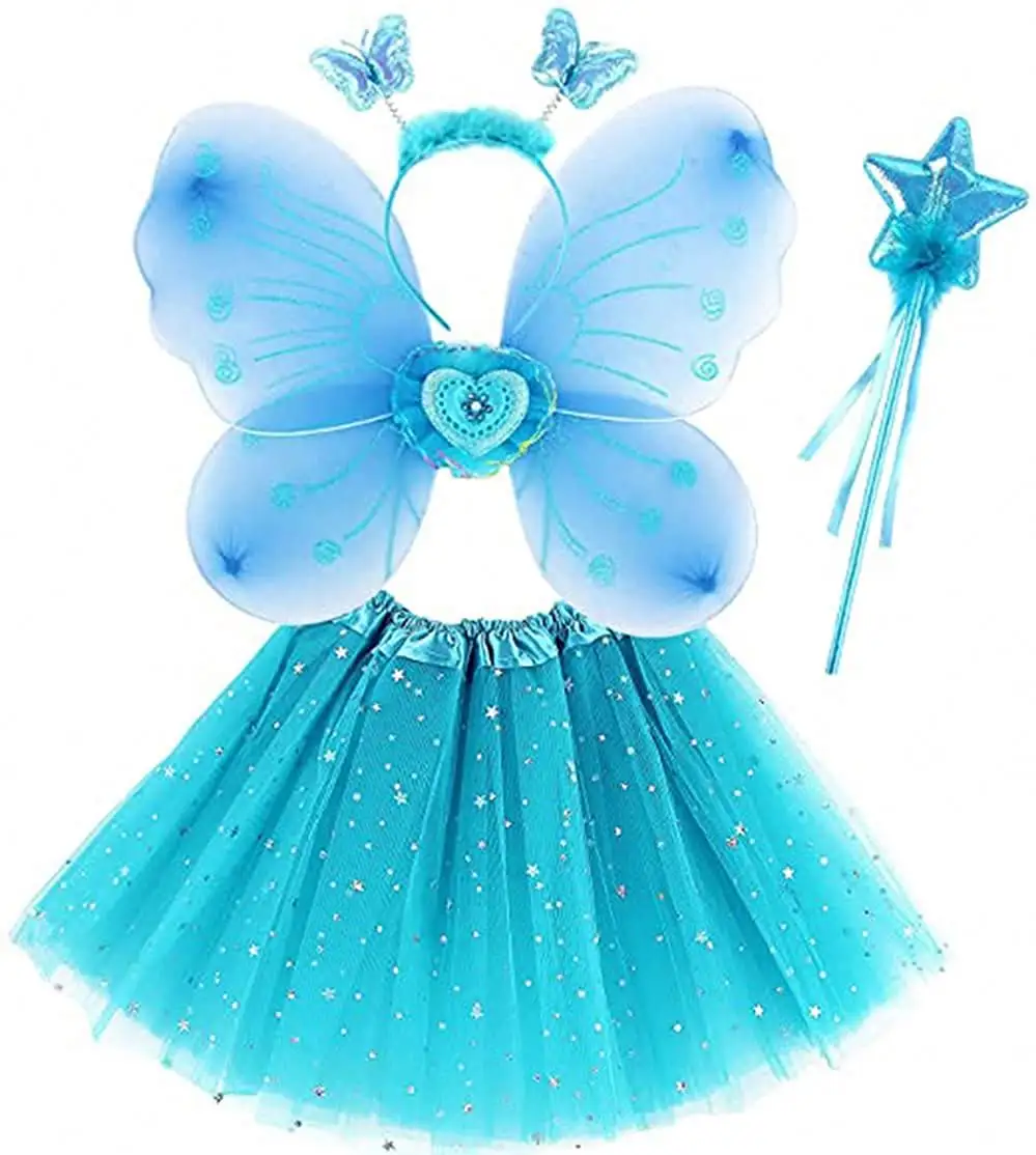 BAIGE Butterfly Wings Costume Princess Fairy Costumes Sets with Tutu Skirt Butterfly