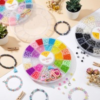 Breloques Alphabet, Ciseaux et Fil pour Filles, Kit de Fabrication de Bijoux, Boîte Ronde, Perles Acryliques DIY pour Enfants, Kit de Fabrication de Bracelets