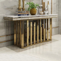 Table Console Moderne de Luxe YSS, Miroir Or Marbre pour Entrée, Couloir, Salon avec Rangement – Directement Sourced