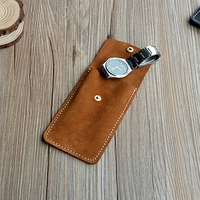 Étui de montre de voyage vintage unisexe pour homme en cuir de vache véritable souple, petit mini sac