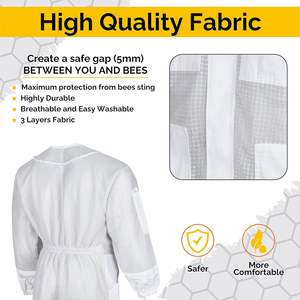 Combinaison de protection des apiculteurs à 3 couches Voile de clôture ventilé amovible contre les abeilles Combinaisons d'apiculture avec gants anti-morsure - Product Image 4