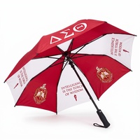 Parapluie coupe-vent personnalisé avec logo, rouge et crème, pour sororité, amitié, lettres grecques, souvenir universitaire, vente en gros
