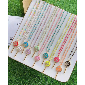 <span class=keywords><strong>Collier</strong></span> personnalisé en plaqué or, bijoux avec breloques sucettes, en émail, vente en gros, - Product Image 1