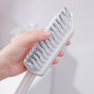 V-Shaped 2-in-1 Plastic Floor <b>Scrubbing</b> <b>Brush</b> with Long Handle for Cleaning Shower Tiles and Floors Designed for Bathroom Use - Product Image 5
