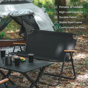 Chaise <span class=keywords><strong>de</strong></span> camping double pliable Bncompany pour deux personnes, <span class=keywords><strong>banc</strong></span> <span class=keywords><strong>de</strong></span> camping portable pour pique-nique en extérieur - Product Image 3