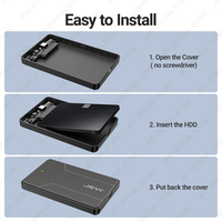 Carcasa de disco duro con interfaz USB de 2,5 pulgadas tipo C 3,1 SATA III Compatible con 7Mm 9,5mm SATA HDD SSD compatible con UASP sin herramientas