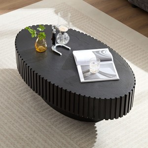 Modern Handcrafted Wooden Drum Shape <b>Small</b> Coffee Table with Pedestal Base Decorative for Living Room Bedroom Furniture - Product Image 4