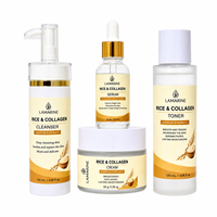 Kit Facial Complet Anti-Âge au Collagène de Riz et Vitamine C : Nettoyant, Tonique, Sérum, Crème, Affinant les Pores – Vente en Gros, Marque Privée