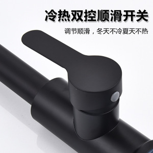 Robinet de cuisine extractible noir en acier inoxydable, mitigeur monobloc avec siège de valve de 35 mm pour évier et lavabo - Product Image 3