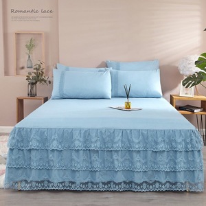 Premium Quality <strong>Purple</strong> <strong>Bed</strong> Skirts <strong>Set</strong> Double Layer Bedspread Solid Color <strong>Bed</strong> Sheet Polyester <strong>Bed</strong> Skirt Bedsheet Supplier - Product Image 6