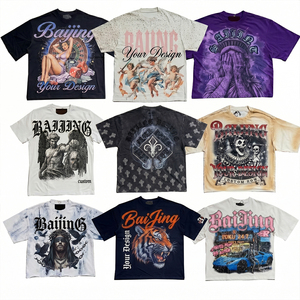 T-shirt graphique personnalisé pour homme, <span class=keywords><strong>style</strong></span> <span class=keywords><strong>streetwear</strong></span>, en coton épais, effet vintage, coupe oversize, pour fabricants de vêtements Hip Hop - Product Image 1
