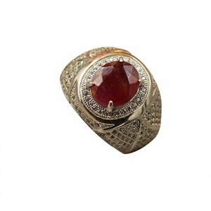 Bague ajustable classique en argent sterling 925 avec rubis rouge TASBIYA GEMS pour femmes et jeunes filles, cadeau de fête, taille 8 US, certifiée par un tiers, rhodiée - Product Image 1