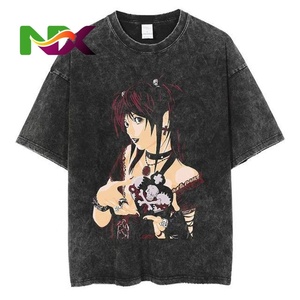 T-shirt Hip Hop High Street Lavate a Maniche Corte con Stampa Rock <span class=keywords><strong>Band</strong></span> Anime Giapponese Magliette Grafiche Abbigliamento Neutro per Uomo - Product Image 1