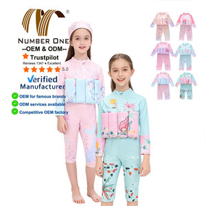 Costume da Bagno Galleggiante OEM ODM per Bambine, Intero a Maniche Lunghe con Stampa Sirena e Cappello - Product Image 1