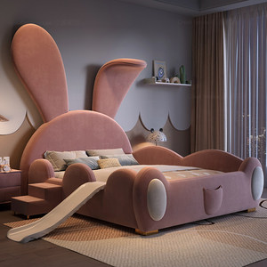 Letto per Bambine in Pelle di Coniglio di Alta Qualità, Moderno e Lussuoso, Arredamento Carino per <span class=keywords><strong>Camerette</strong></span> - Product Image 2