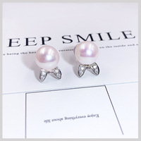 Boucles d'oreilles perle d'eau de mer naturelle en gros Boucles d'oreilles perle d'eau douce diamant moissanite en or blanc 18 carats pour femme