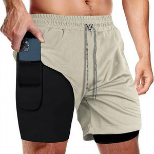 Breathable Spandex/Polyester Material <b>Mid</b> Athletic Fitness Men's High Quality Gym Shorts Customised Logo Printing Lightweight - Product Image 1