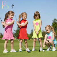 Robe de tennis sans manches à col montant pour filles, avec logo cœur, ourlet à volants, séchage rapide, pour le golf et les activités sportives en extérieur