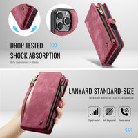 2025 vente chaude CaseMe luxe 2-en-1 portefeuille étui en cuir PU pour 16 Pro Max Business Design porte-carte lanière incluse