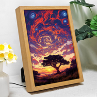 Cadre de peinture LED avec éclairage décoratif miroir, cadre en bois
