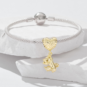 Gold Plated Cat Charm With <b>Heart</b> <b>Top</b> Cute Animal Pendant Unisex Jewelry Gift - Product Image 2